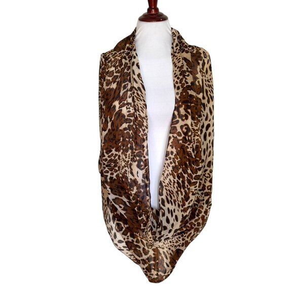 Leopard Print Infinity Scarf Lightweight Fashion Accessory Wrap Casual Soft - Picture 2 of 4